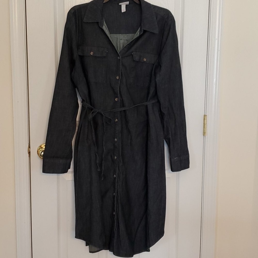 Isabel Maternity Long-Sleeve Jean Dress